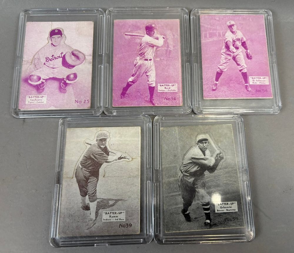 Lot 185: Lot 5 1934-1936 R318 Batter-Up Mickey Cochrane Johnson Urbanski