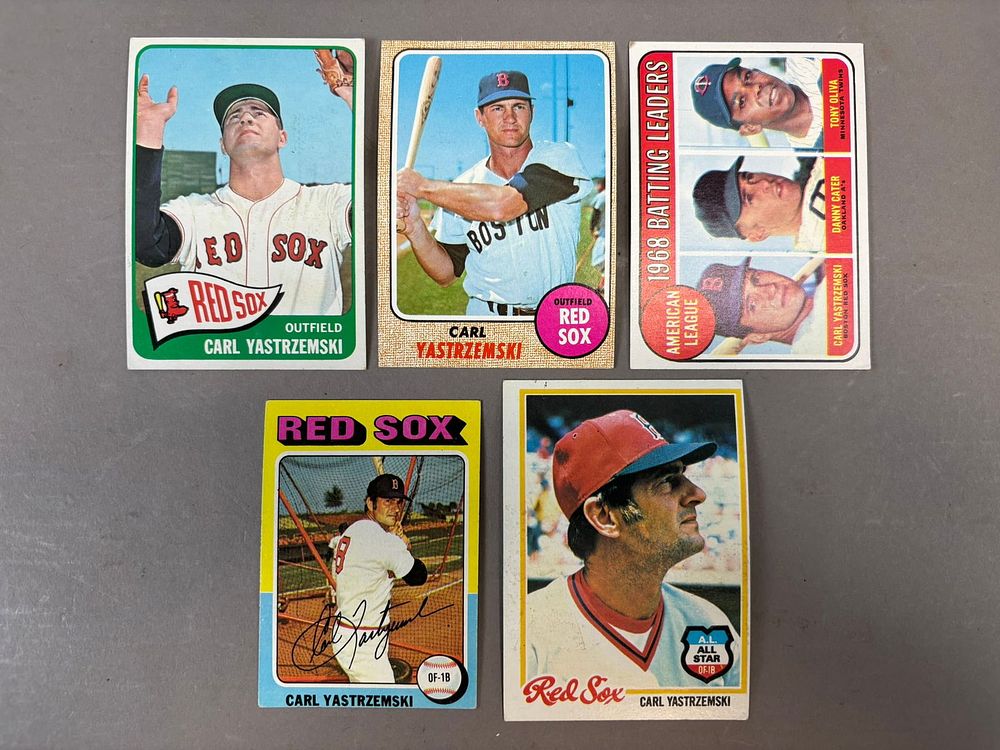 Lot 187: Lot 5 HOF Carl Yastrzemski Topps Baseball Cards 1965- 1978