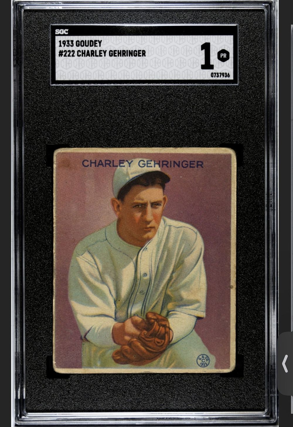 Lot 203: 1933 Goudey #222 Charley Gehringer SGC 1