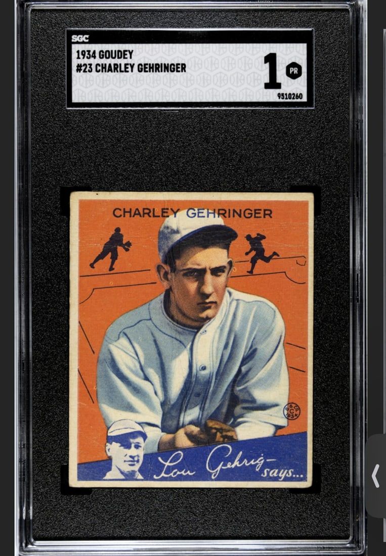 Lot 210: 1934 Goudey #23 Charley Gehringer SGC 1