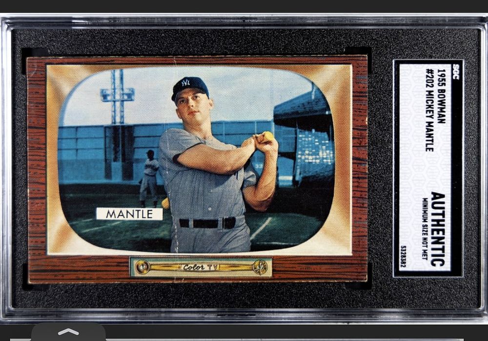 Lot 217D: 1955 Bowman #202 Mickey Mantle SGC Authentic