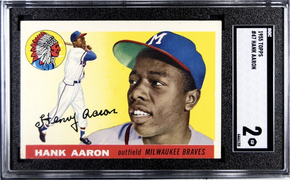 Lot 218H: 1955 Topps Hank Aaron #47 HOF SGC 2