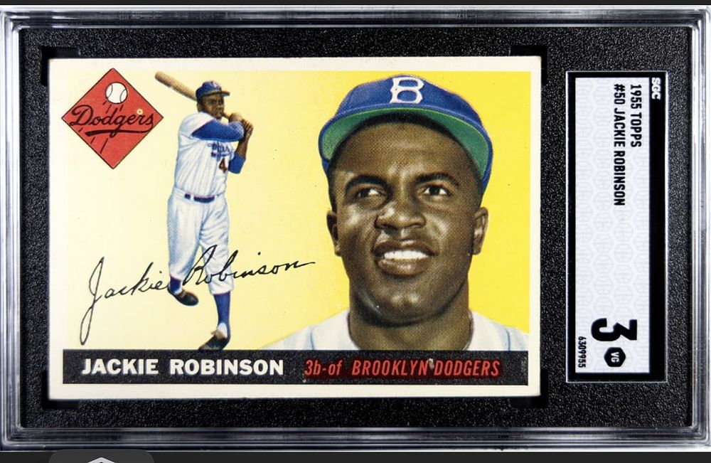 Lot 218I: 1955 Topps Jackie Robinson #50 HOF SGC 3 VG Very Good