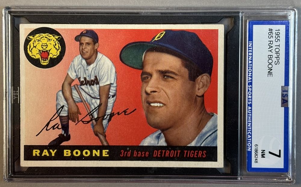 Lot 218K: 1955 Topps Ray Boone #65 ISA 7 NM Near Mint
