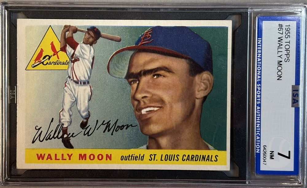 Lot 218M: 1955 Topps Wally Moon #67 ISA 7 NM Near Mint