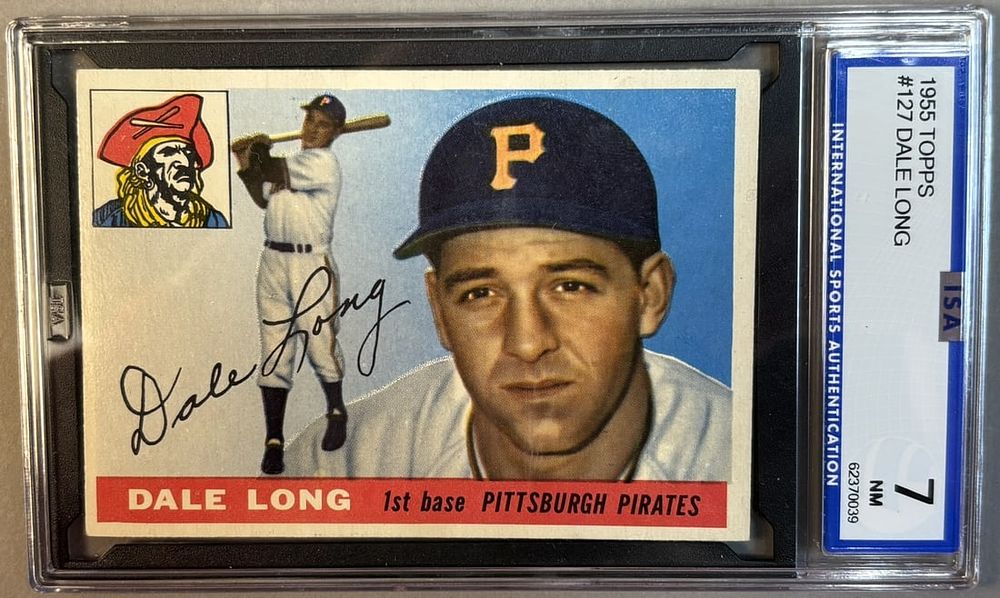 Lot 218O: 1955 Topps Dale Long #127 ISA 7 NM Near Mint
