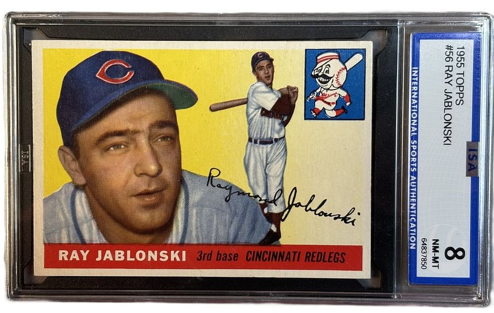 Lot 218Q: 1955 Topps Ray Jablonski #56 ISA 8 NM-MT Near Mint - Mint
