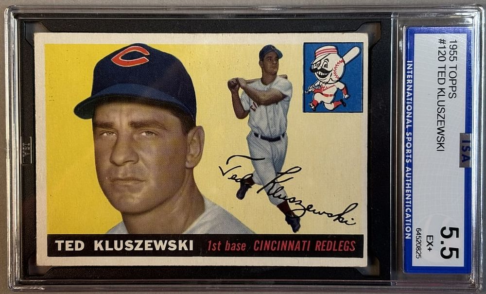 Lot 218V: 1955 Topps Ted Kluszewski #120 ISA 5.5 EX+ Excellent Plus