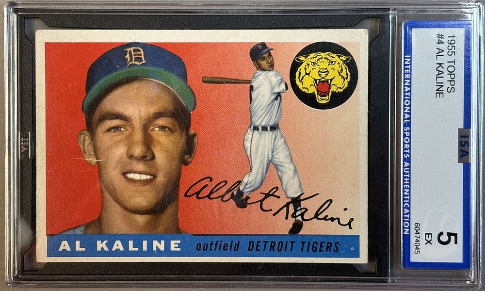 Lot 218X: 1955 Topps Al Kaline #4 2nd Year ISA 5 EX Excellent Detroit Tigers HOF