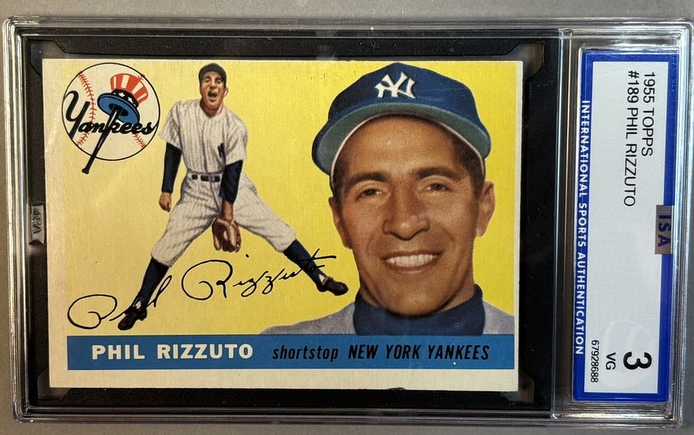 Lot 219B: 1955 Topps Phil Rizzuto #189 ISA 3 VG Very Good HOF