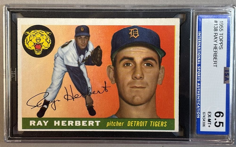 Lot 219D: 1955 Topps Ray Herbert #138 ISA 6.5 EX-MT+ Excellent Mint