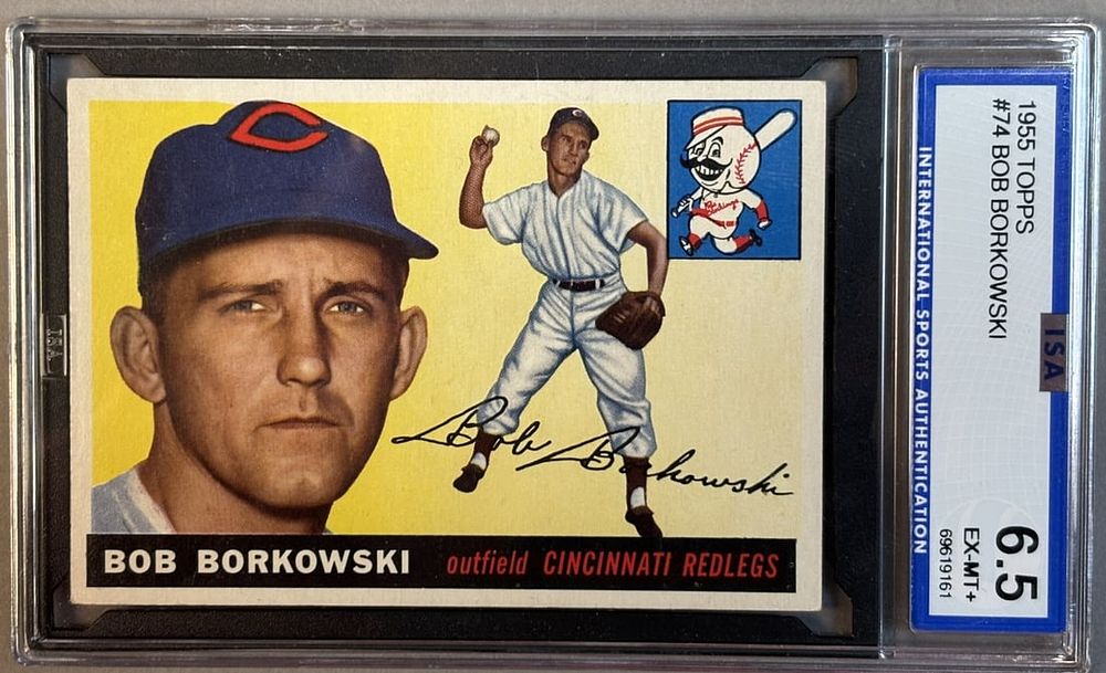 Lot 219G: 1955 Topps Bob Borkowski #74 ISA 6.5 EX-MT+ Excellent Mint