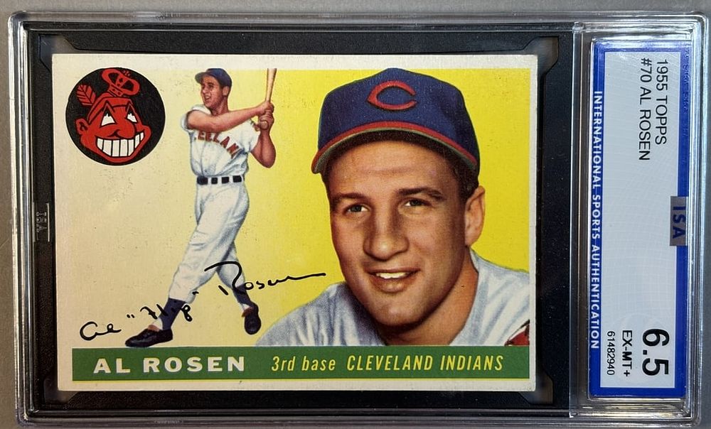 Lot 219J: 1955 Topps Al Rosen #70 ISA 6.5 EX-MT+ Excellent Mint