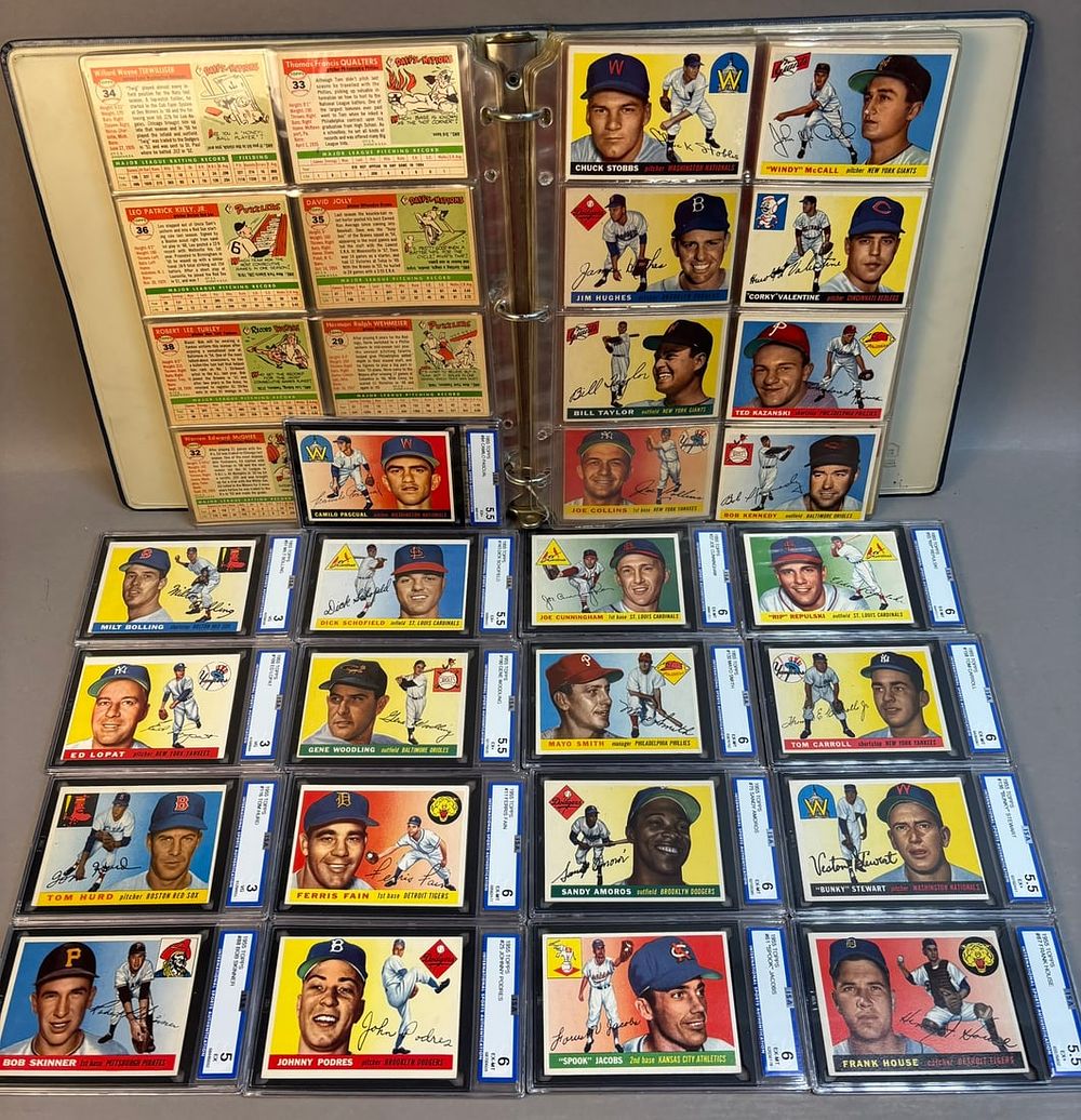 Lot 219K: 1955 Topps Partial Set 167 Cards 17 Graded 3-6 EX+ Set Overall