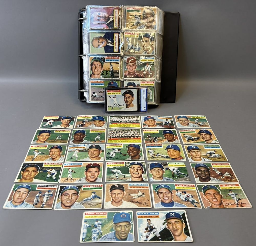 Lot 220: 1956 Topps Complete Baseball Set w/ SGC & ISA Graded HOFers