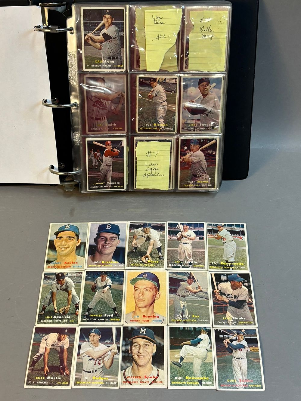 Lot 221: 1957 Topps Partial Baseball Set HOF Koufax Campanella Ford Reese Banks  - Missing 92 Cards