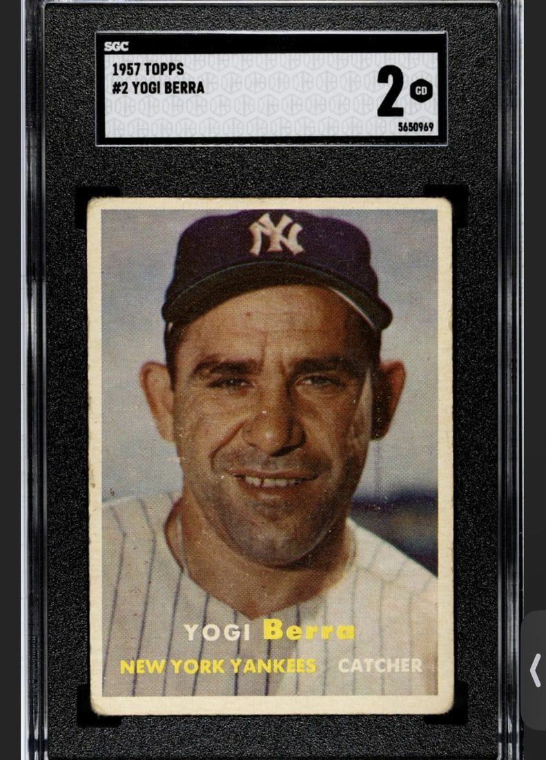Lot 221B: 1957 Topps #2 Yogi Berra HOF SGC 2 GOOD