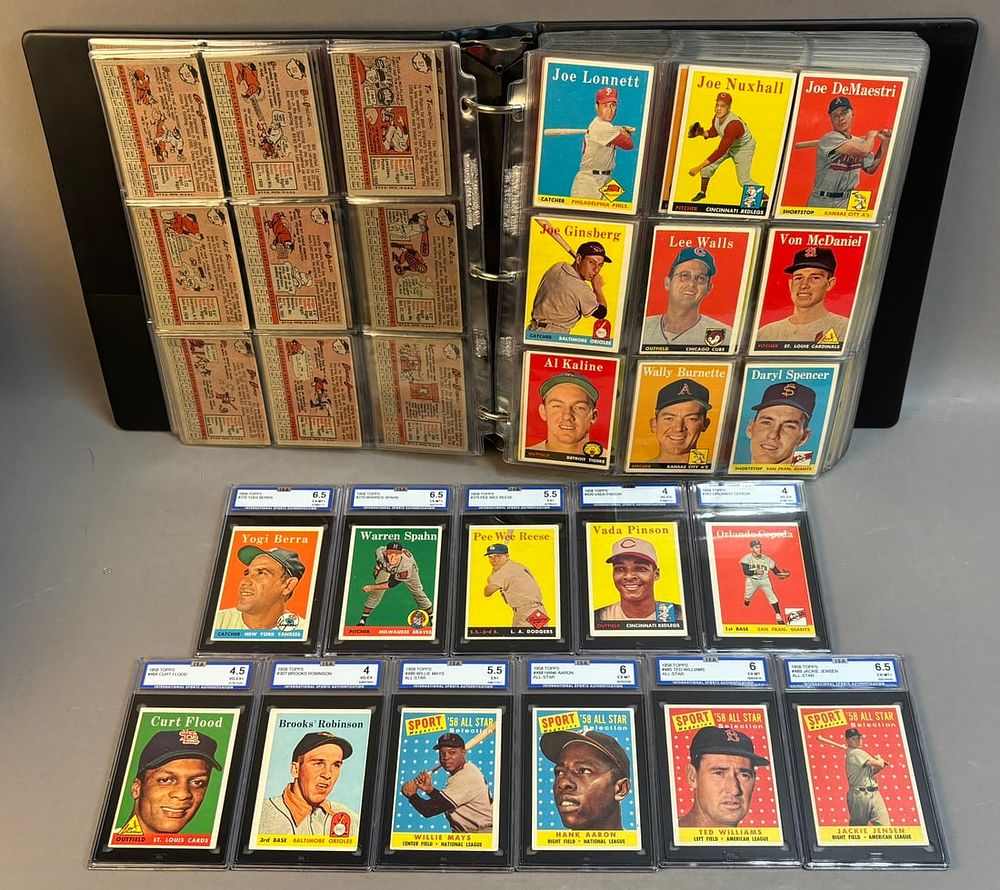 Lot 222: 1958 Topps Baseball Card Set Near Complete Missing 3 Cards HOF VG+ SGC & ISA Graded