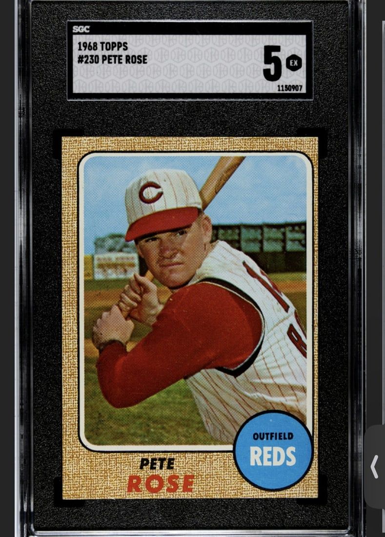 Lot 222F: 1968 Topps Pete Rose #230 Baseball Card SGC 5 EX