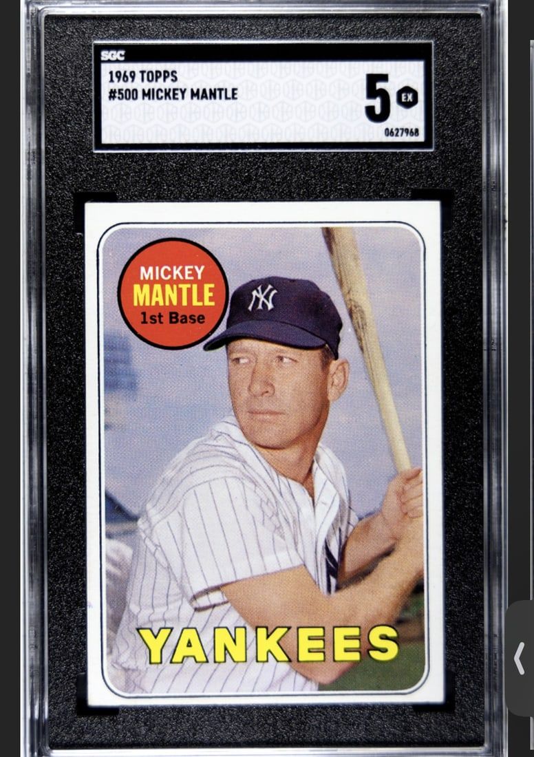 Lot 223E: 1969 Topps Mickey Mantle #500 SGC 5 EX HOF