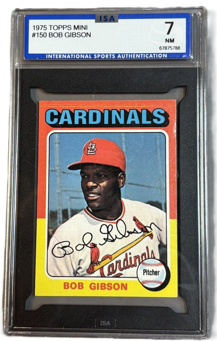 Lot 228J: 1975 Topps Mini #150 Bob Gibson HOF ISA 7 NM Near Mint