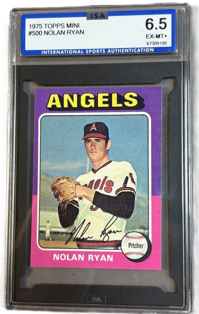 Lot 228N: 1975 Topps Mini #500 Nolan Ryan HOF ISA 6.5 EX-MT+