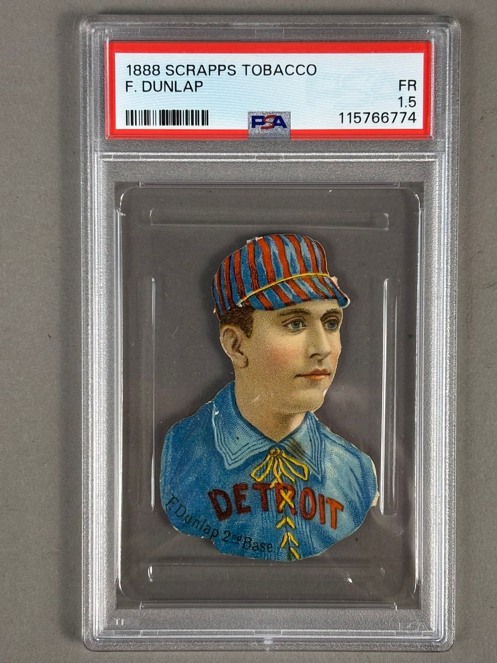 Lot 232: 1888 Scrapps Tobacco Fred Dunlap PSA 1.5 FAIR Detroit Wolverines