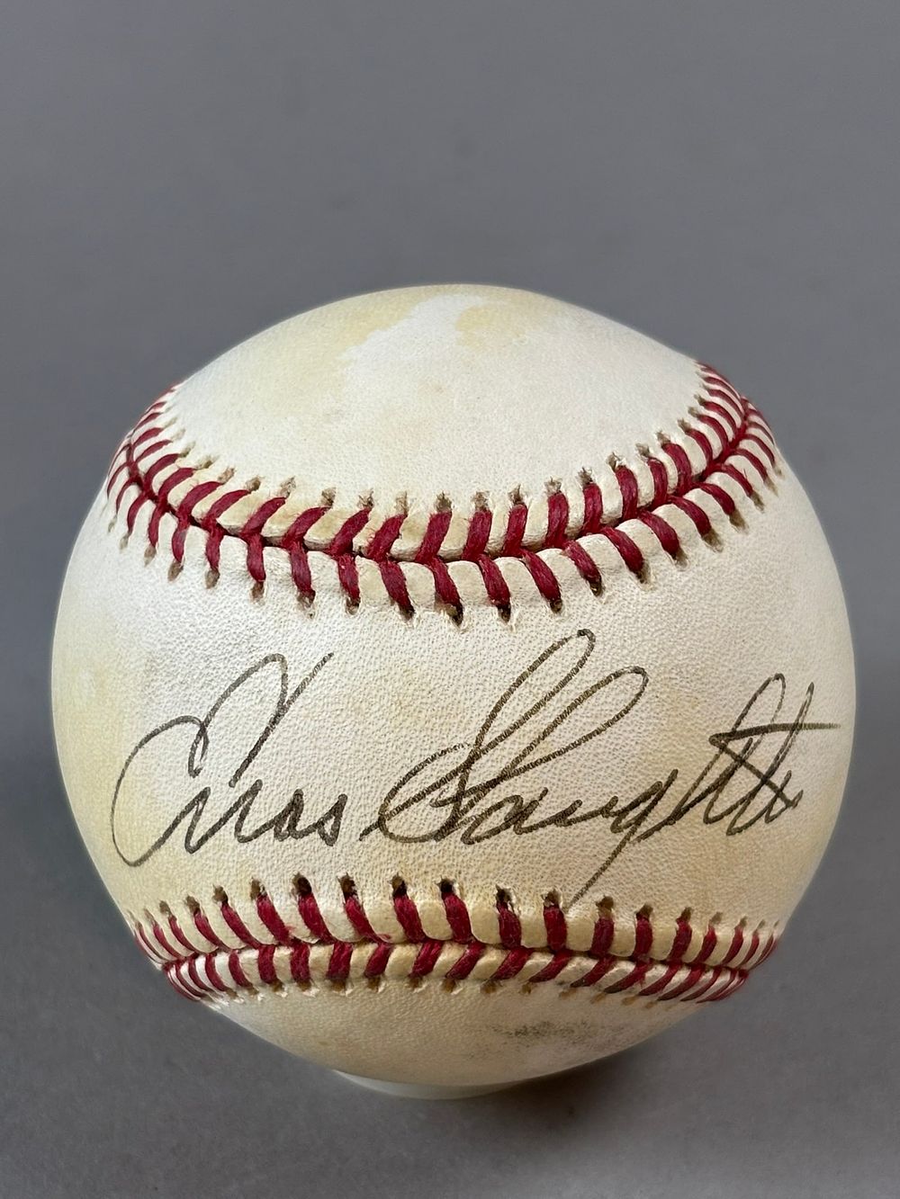 Lot 244: Enos Slaughter Single Signed Rawlings ONL Baseball HOF