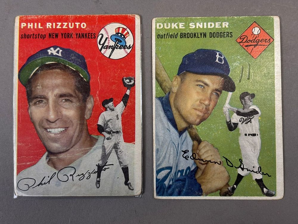 Lot 249: Pair 1954 Topps Phil Rizzuto #17 & Duke Snider #32 HOF Baseball Cards