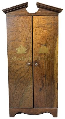 Oxxford Clothes Early 1900s Oak Store Display Advertising Cabinet. Offered here is an early 20th 