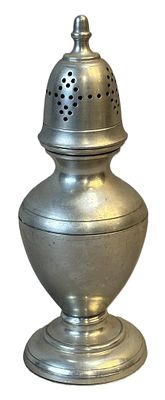 Stieff Pewter Salt Shaker Classic Baluster Form. Handsome Stieff pewter salt shaker in a 