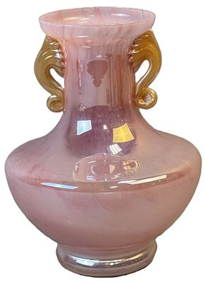 Vintage Murano Italy Art Glass Vase w Applied Handles 8.5". Offered here is a vintage Murano art 