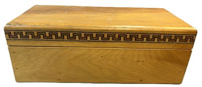 Antique Inlaid Wood Writing Slope Box w Fountain Pen Nibs Greek Key. Offered here is a handsome 