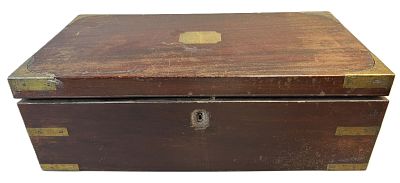 Antique 19th Century Wood Lap Desk w/ Brass Accents & Fitted Interior. Classic antique wooden 