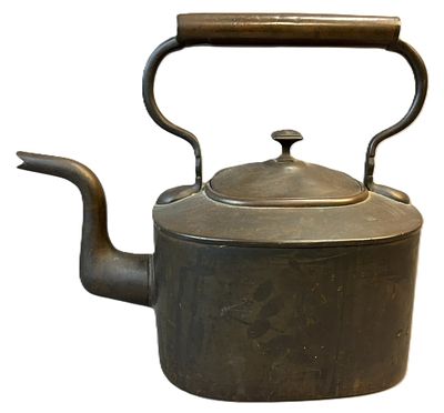 Antique 19th Century Copper Kettle w/ Gooseneck Spout & Brass Handle. Handsome antique copper 