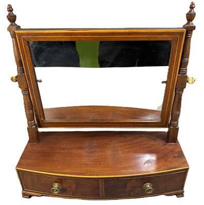 Antique Late 19th Century Mahogany Vanity Mirror Cabinet w/ Drawers. A charming antique-style 