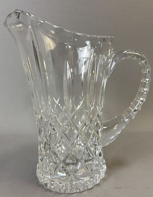 Heavy Cut Crystal Water Pitcher Diamond Cut & Starburst Base. An elegant and substantial heavy 