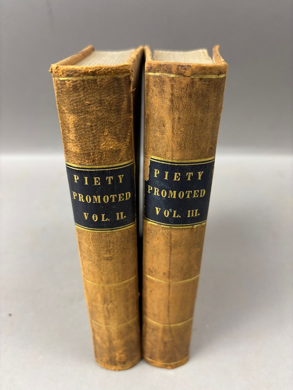 Lot 155: 1854 Piety Promoted Quaker Religious Works 2 Vol Leather Philadelphia