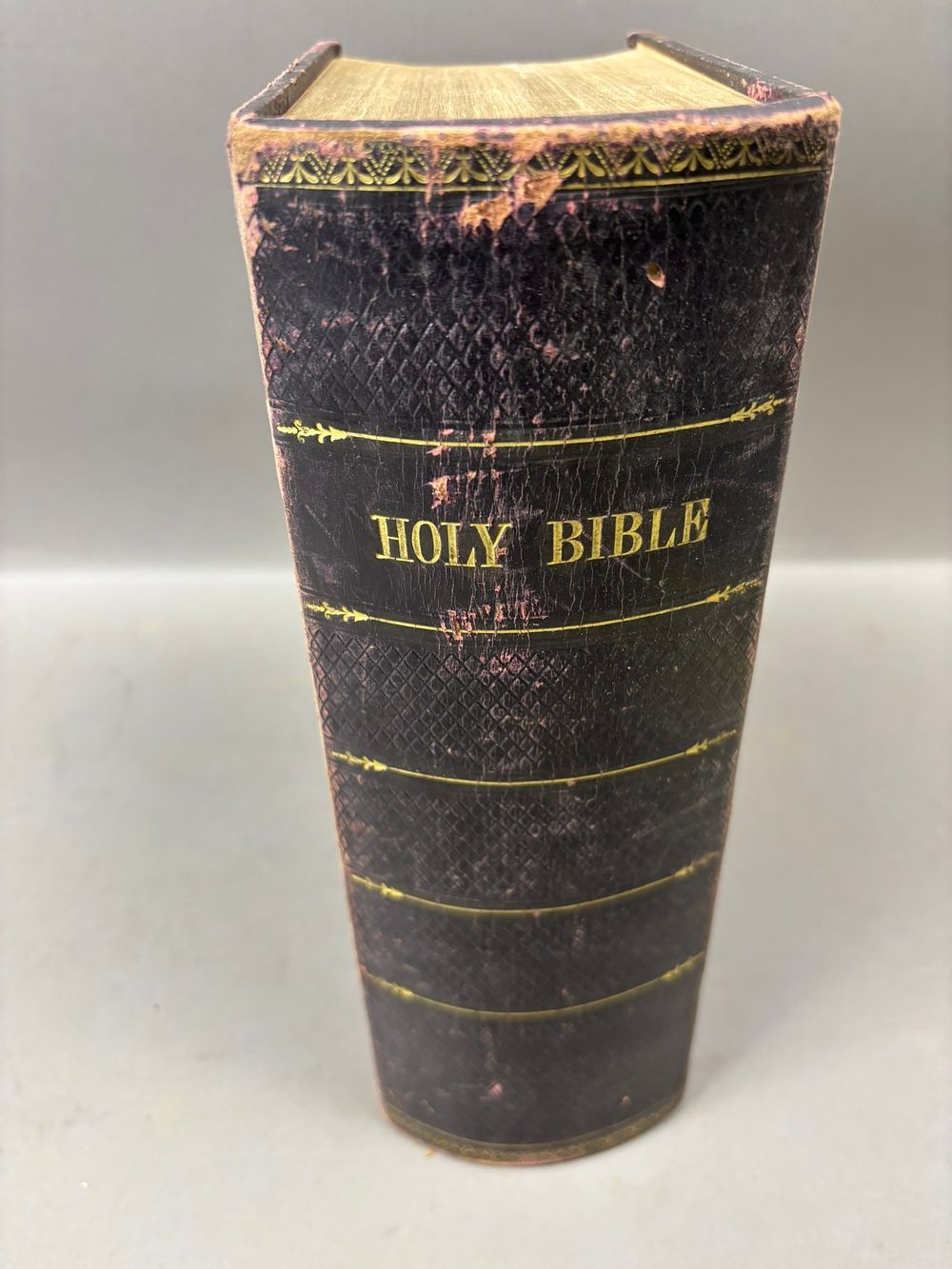 1851 American Bible Society Holy Bible Leather Bound Family Bible. Mid-19th century leather 