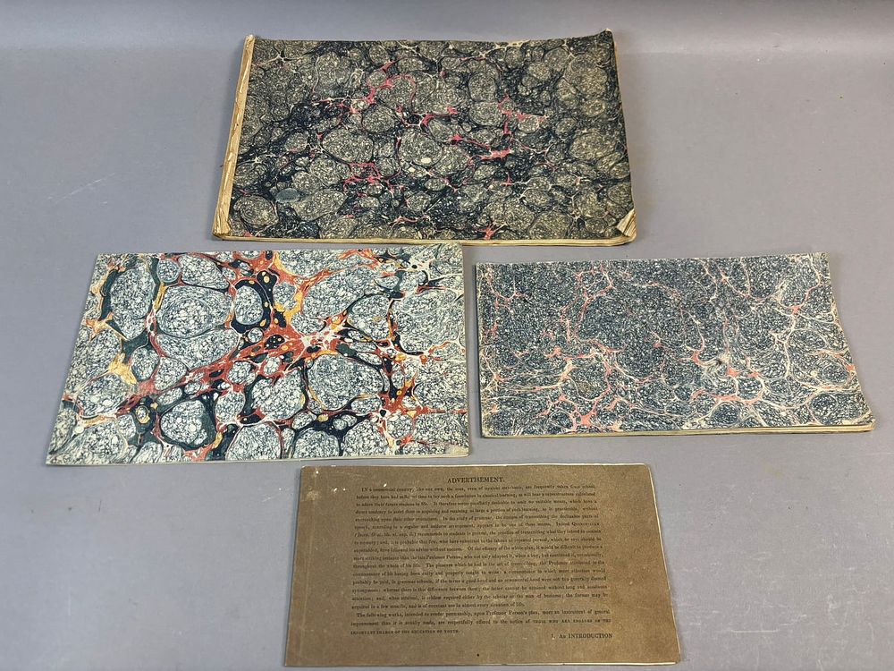 Lot 237: Lot 4 1810 Langford Running-Hand Copies Geography of England Penmanship Book