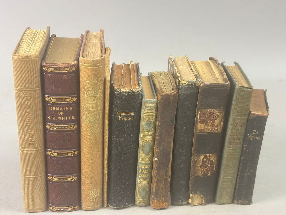 Lot 259: Antique Religious Devotional Books Hymnals Prayer Theology 19th C Group