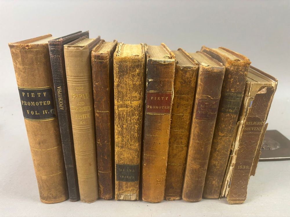 Lot 260: Antique 19th Century Religious Theology Devotional Books Quaker Christian