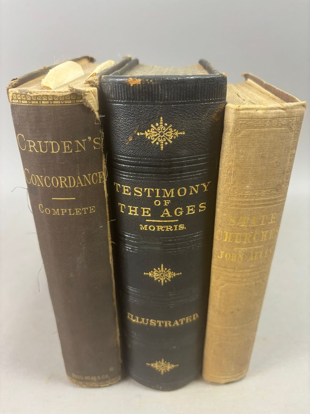 Lot 262: 19thC Religious Books Cruden Concordance Testimony of the Ages Allen