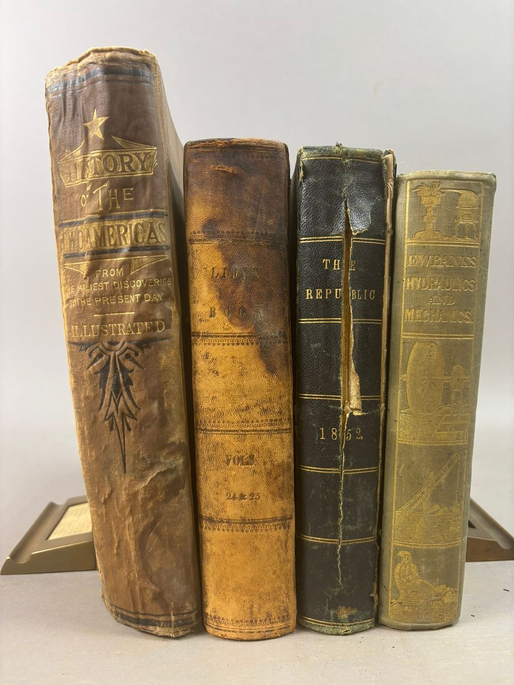 Lot 271: 19thC Books History Two Americas Ewbab4323 Hydraulics Godeys Ladies Book Lot