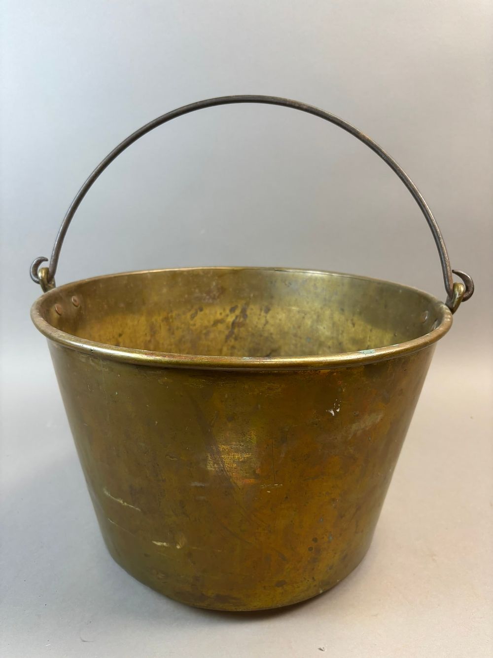 Lot 291B: Antique Brass Coal Ash Bucket Bail Handle Marked 14 American Brass