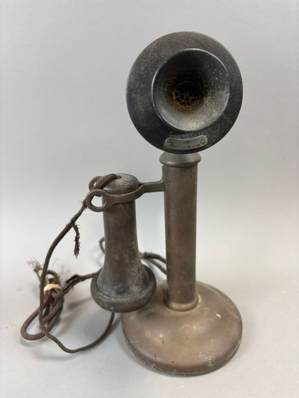 Lot 295B: Early Candlestick Telephone Desk Stand Brass Western Electric Style Phone