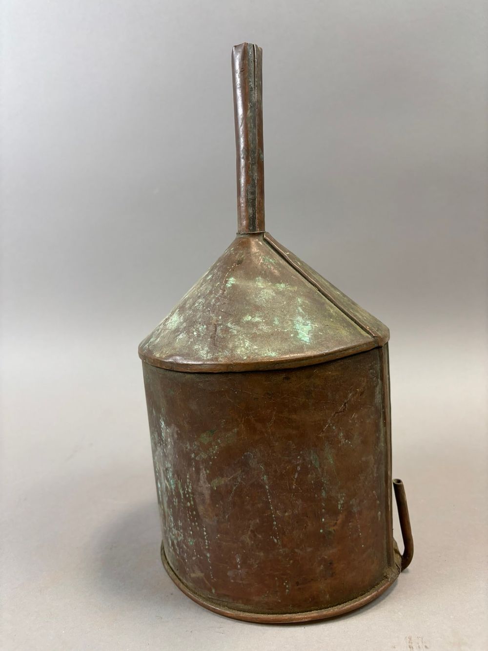 Lot 296C: Antique Copper Oil Can Funnel Spout Oiler Farm Industrial Tool