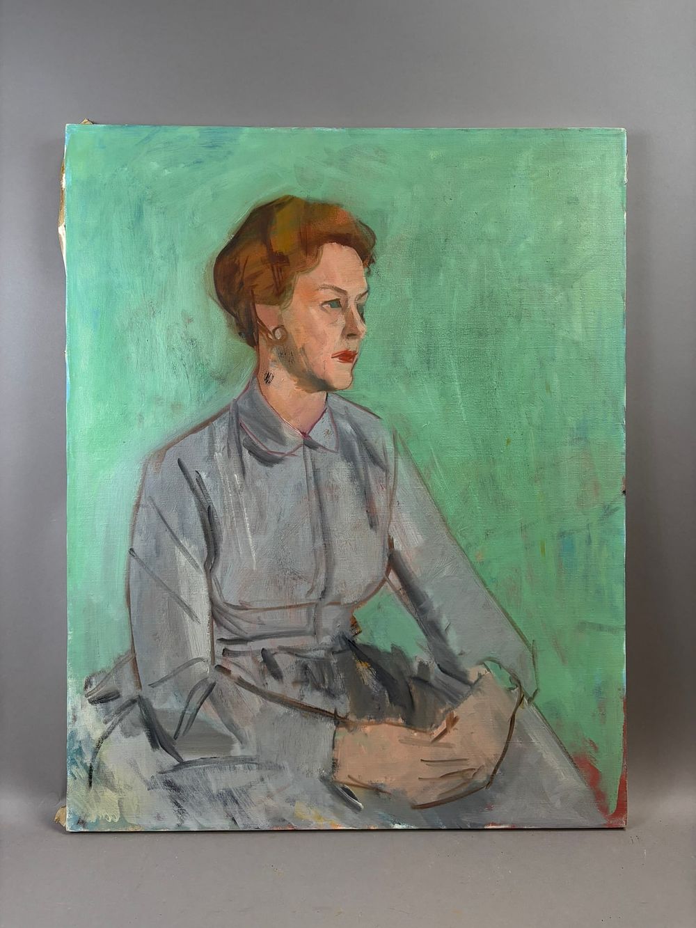 Lot 326: Henry Schafer Jackson Michigan Portrait Oil Painting Seated Woman 24x30