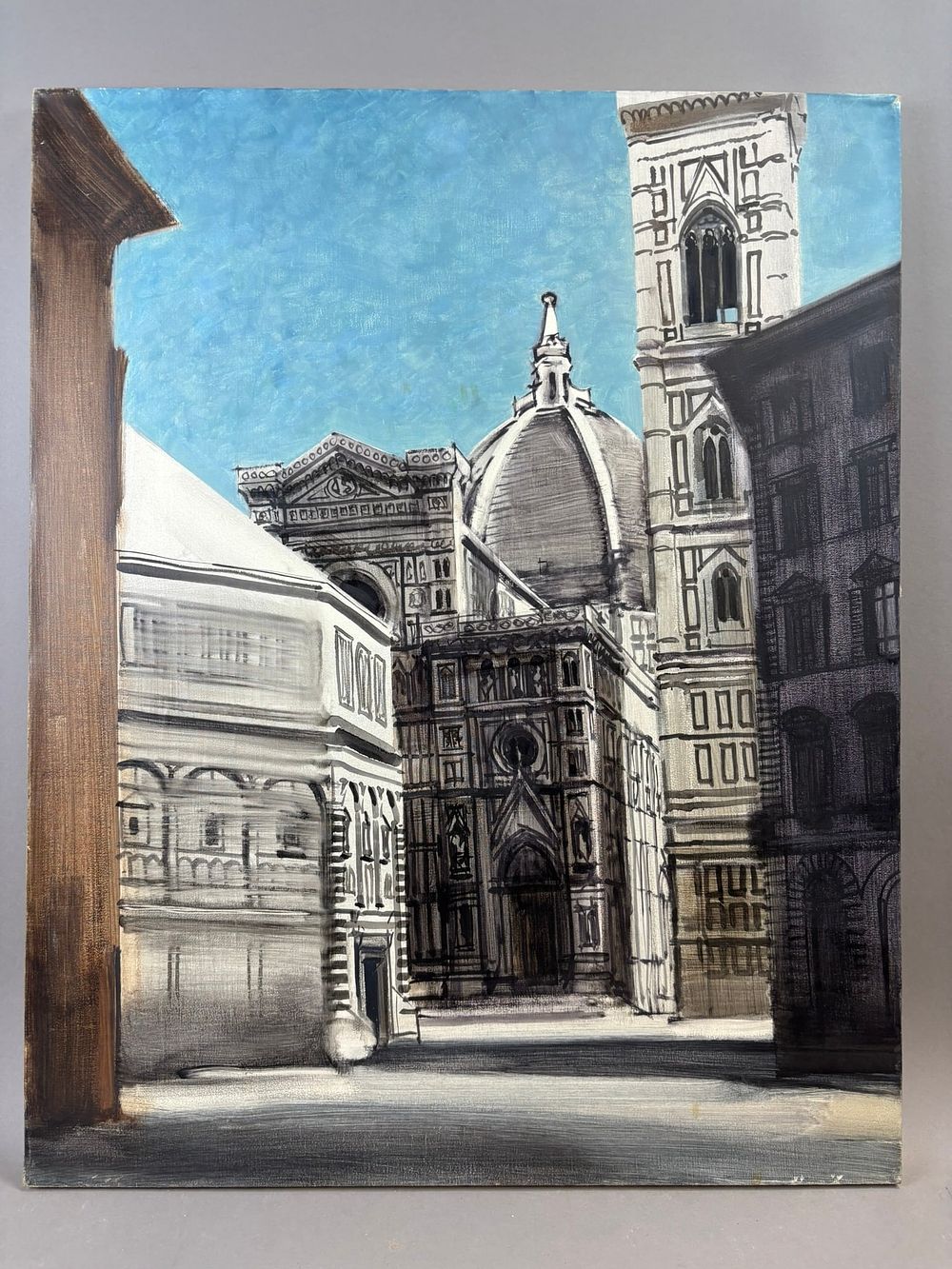 Lot 341: Henry Schafer Florence Duomo Cathedral Architectural Oil Painting 36x24