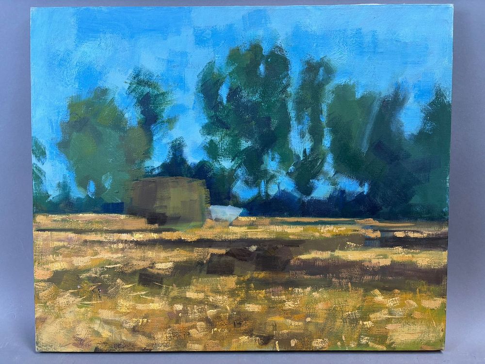Lot 351: Henry Schafer Landscape Oil Painting Farm Field & Trees 24 x 20